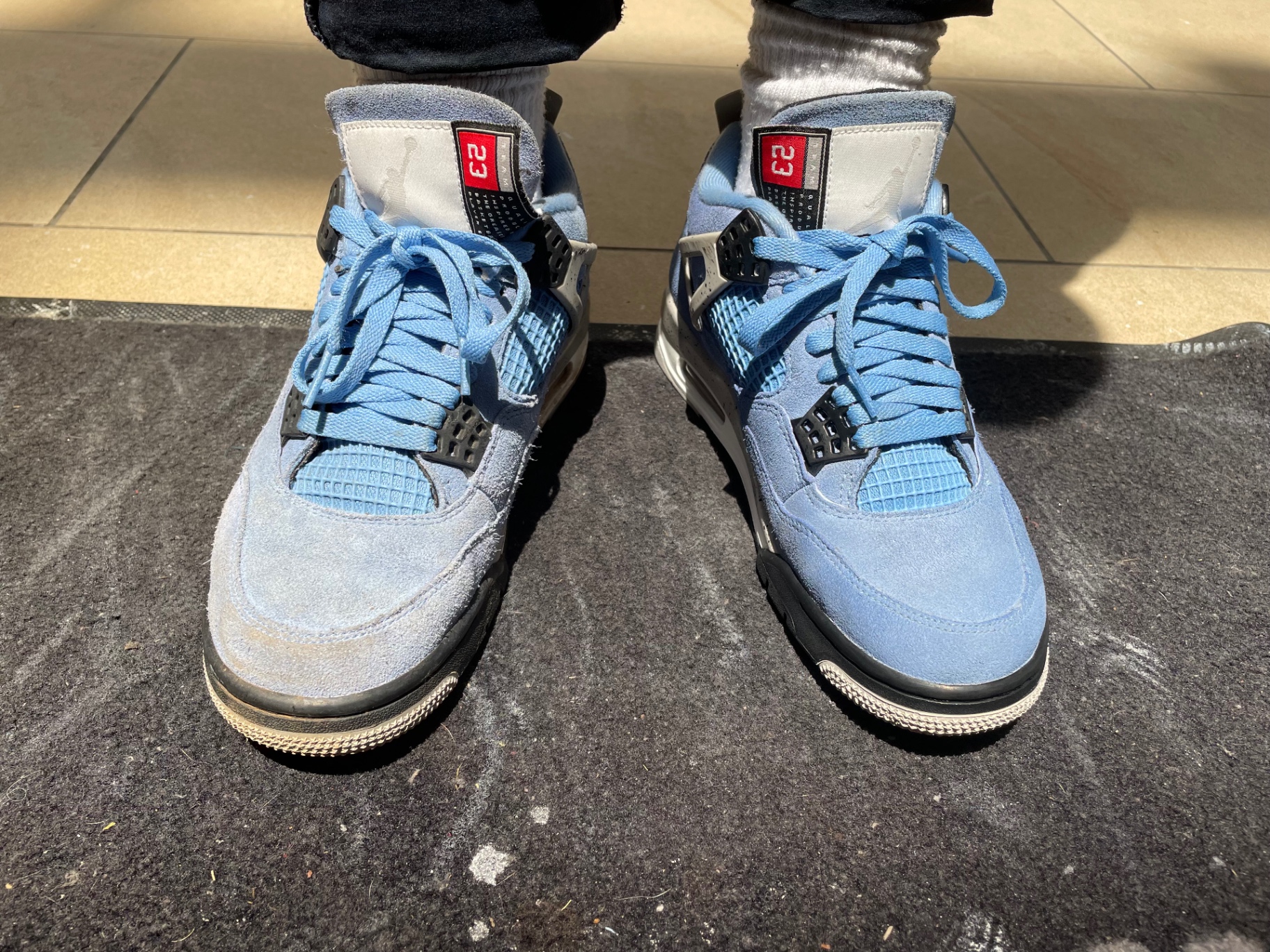 Jordan 4 University Blue restored by Keem Klean Kicks